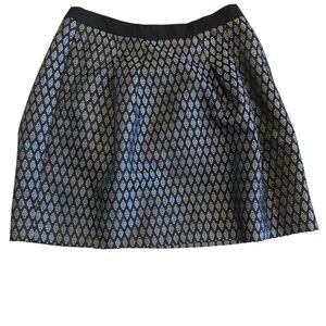 LOFT Mid Length Blue & Grey  Geometric “Metallic” Material Fully Lined